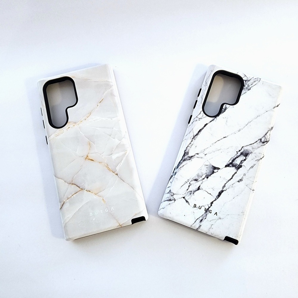 Burga Phone Cases for Samsung Galaxy S22 Ultra Cover Marble White
